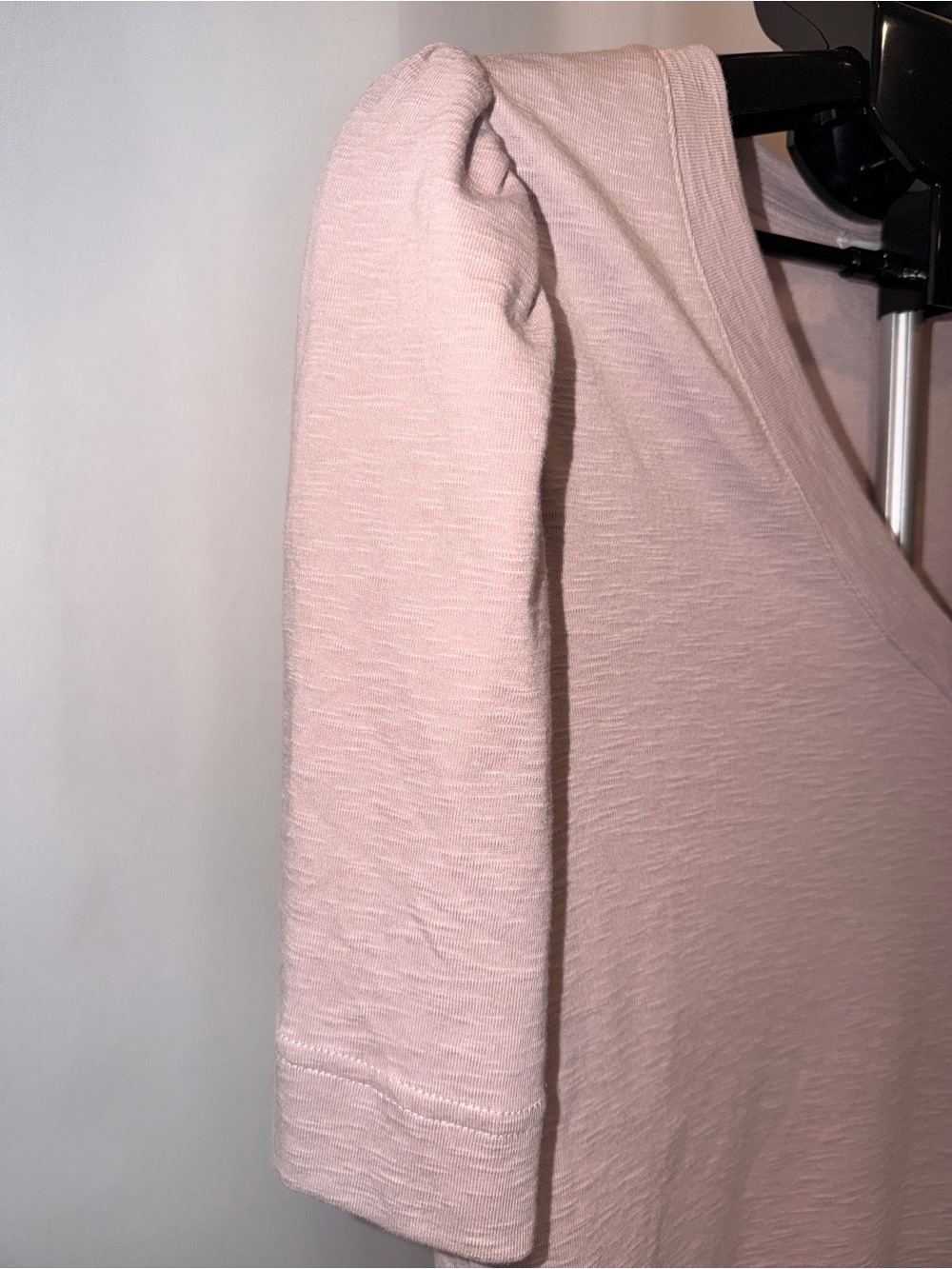 Jane and Delancey Slub Tee with Princess Puff Sleeves Light Pink 1X - Picture 2 of 6